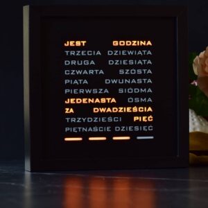 Word Clock – zegarek słowny j.polski (pomarańczowy)
